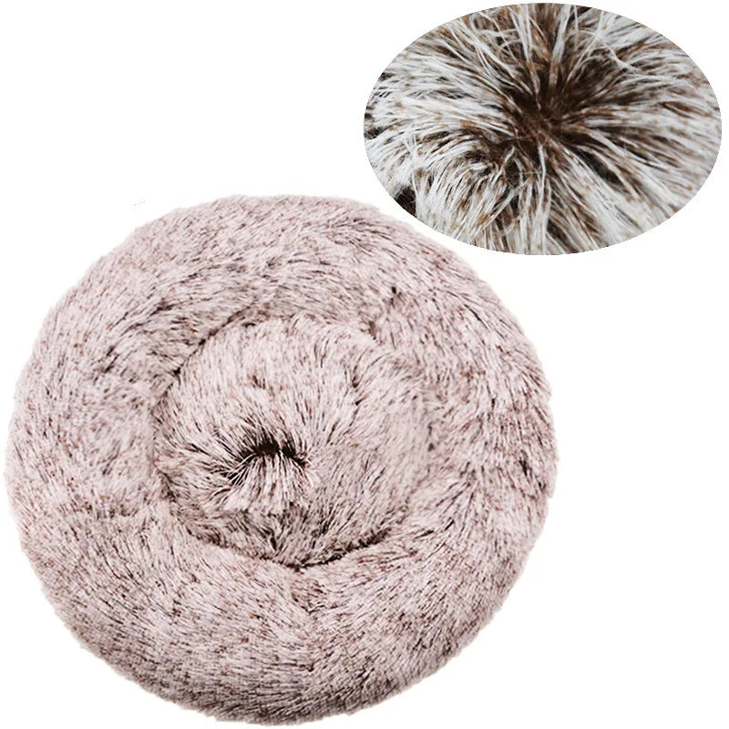 Plush Calming Round Dog & Cat Pet Bed