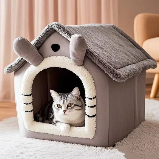 Enclosed Cat Nest Bed All-Season Safe Hideaway