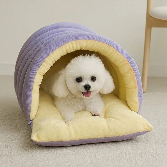 Cosy Plush Pet Cave Bed – Warm & Enclosed Comfort for Cats and Dogs