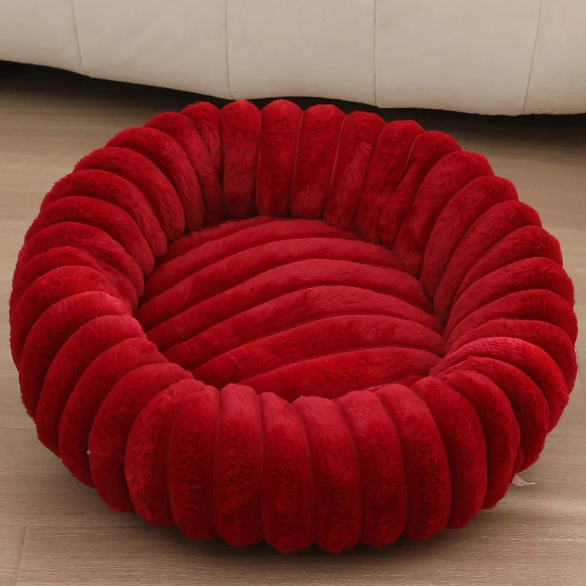 Plush Calming Round Pet Bed Warm Winter Comfort