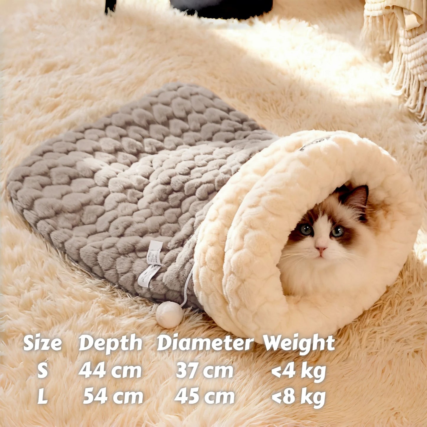 Enclosed Plush Cat Snuggle Bed Calming Hideaway