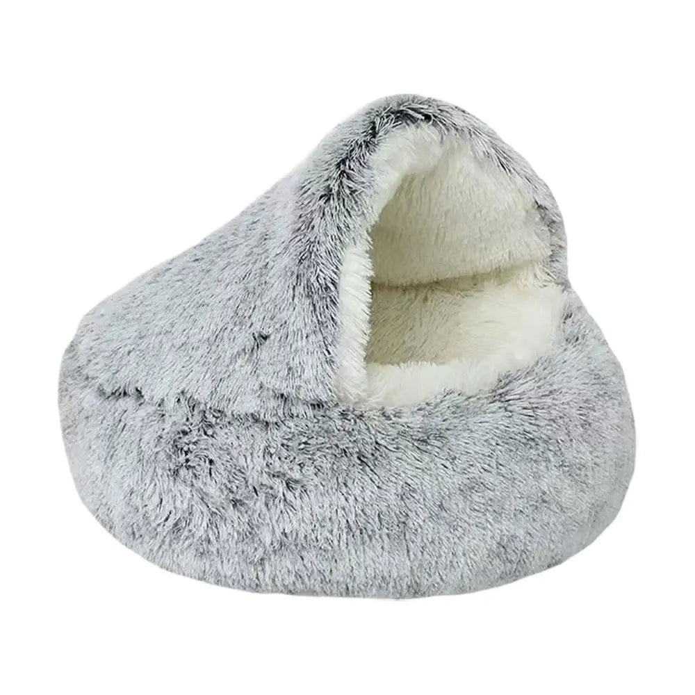 Plush Cat Nest Bed  Warm Semi-Enclosed Comfort