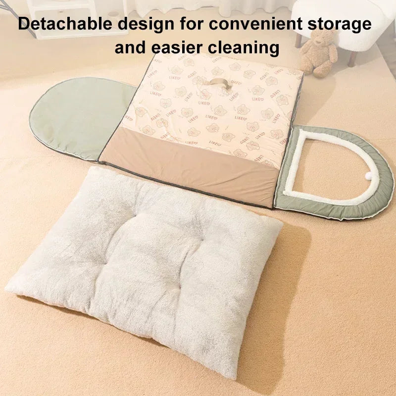 Plush Enclosed Pet Nest Bed Warm & Supportive Comfort