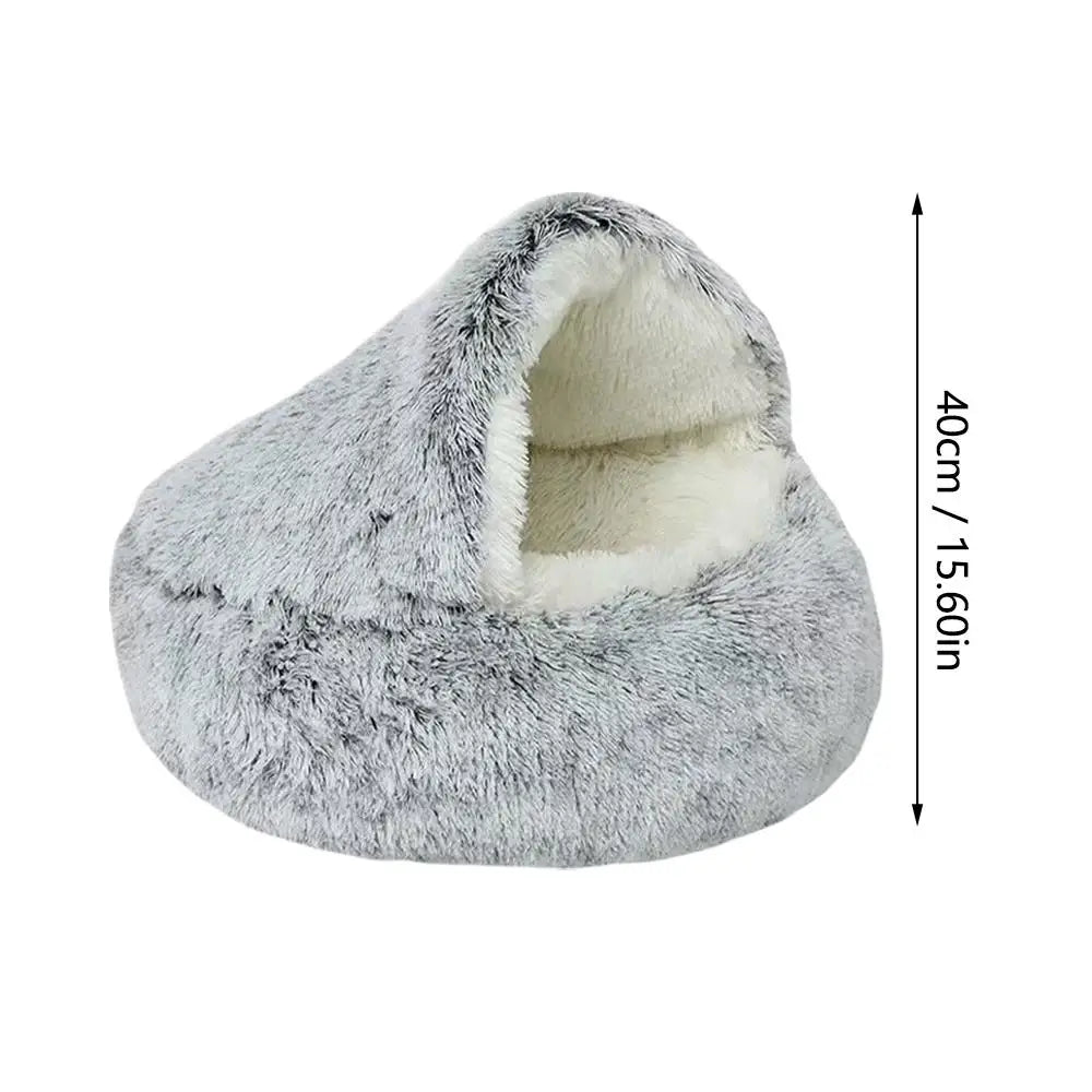 Plush Cat Nest Bed  Warm Semi-Enclosed Comfort