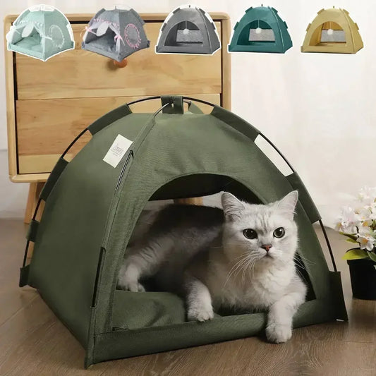 Canvas Pet Tent Bed Cosy Semi-Enclosed Hideaway