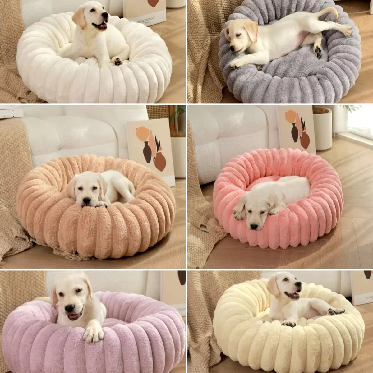 Plush Calming Round Pet Bed  Warm Winter Comfort