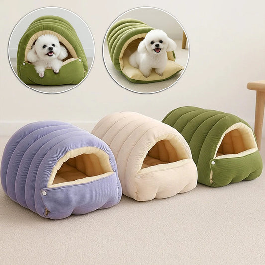 Cosy Plush Pet Cave Bed – Warm & Enclosed Comfort for Cats and Dogs