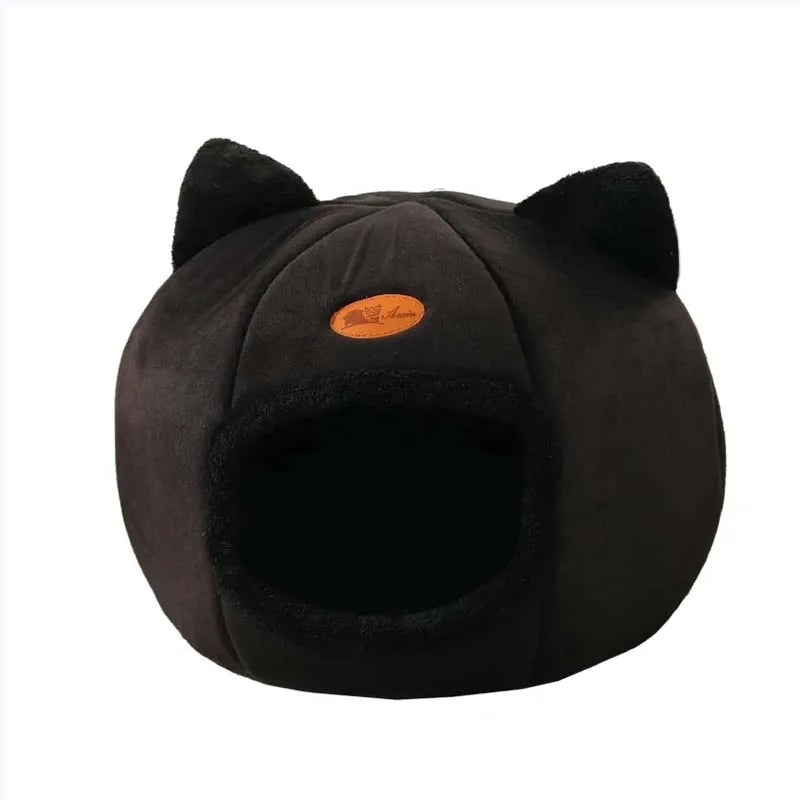 Plush Cat Cave Bed Confortable Cosy Semi-Enclosed Hideaway