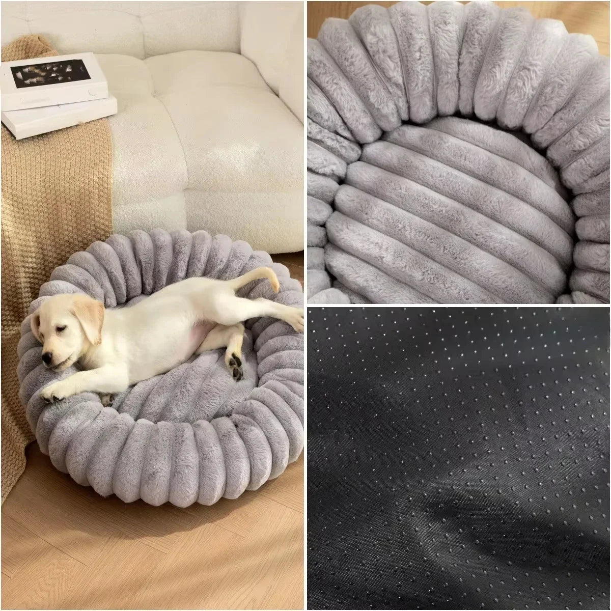 Plush Calming Round Pet Bed  Warm Winter Comfort