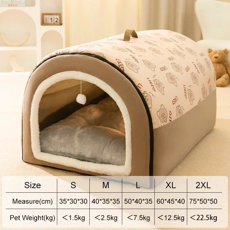 Plush Enclosed Pet Nest Bed Warm & Supportive Comfort