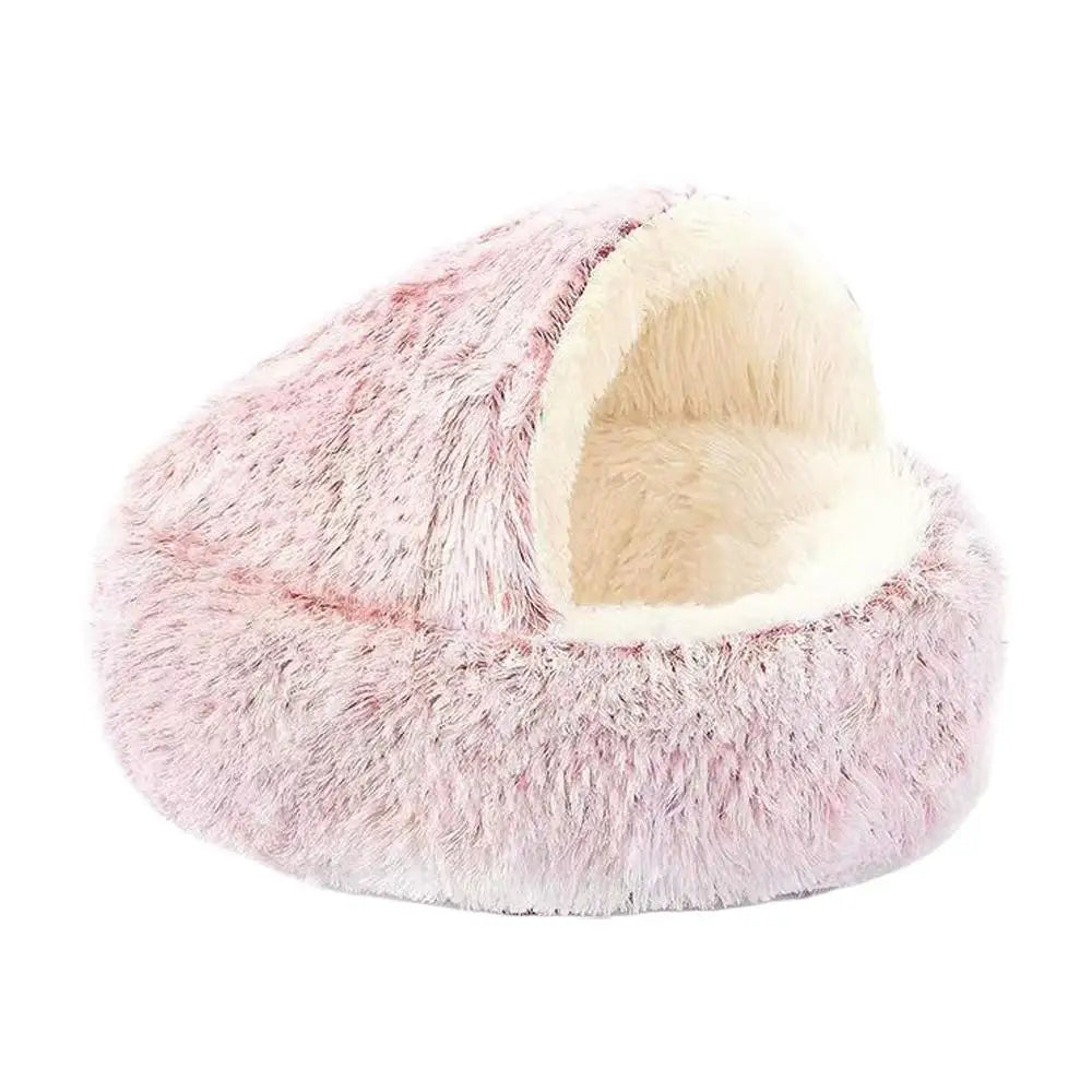Plush Cat Nest Bed  Warm Semi-Enclosed Comfort