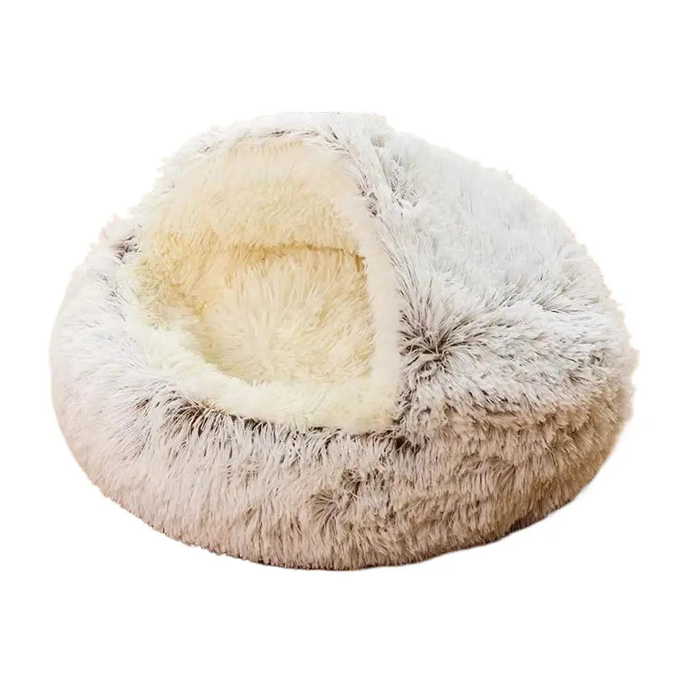 Plush Cat Nest Bed  Warm Semi-Enclosed Comfort