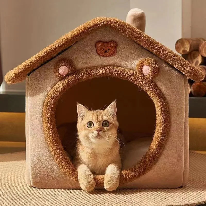 Enclosed Cat Nest Bed All-Season Safe Hideaway