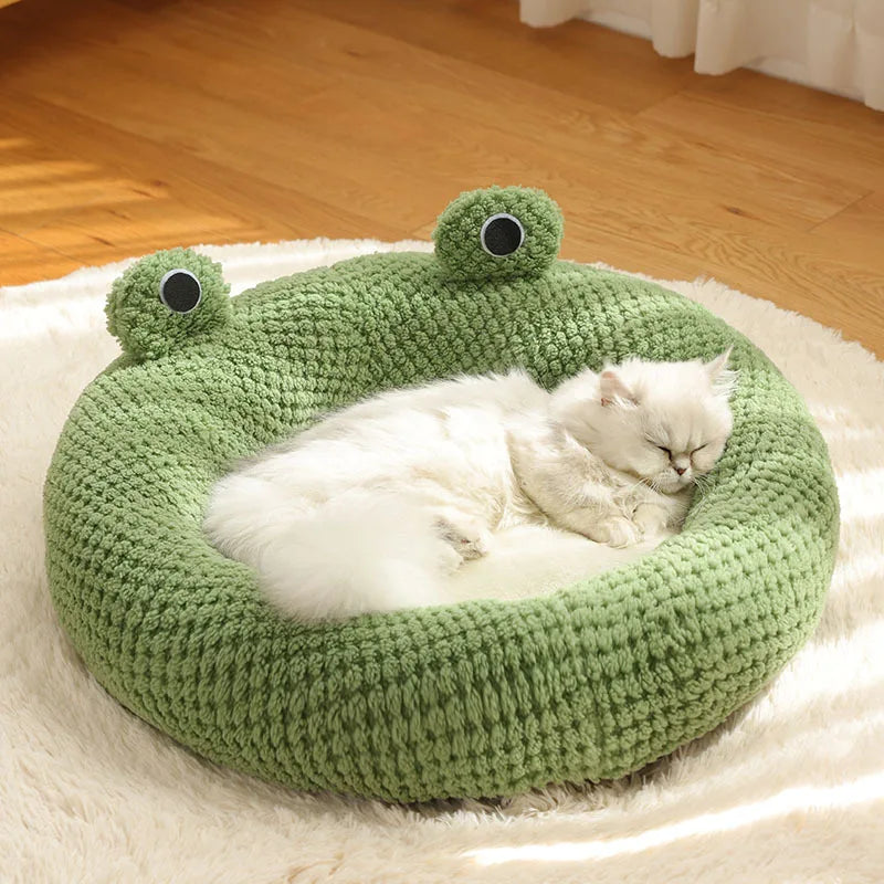 Plush Enclosed Pet Nest Bed  Warm & Secure Hideaway