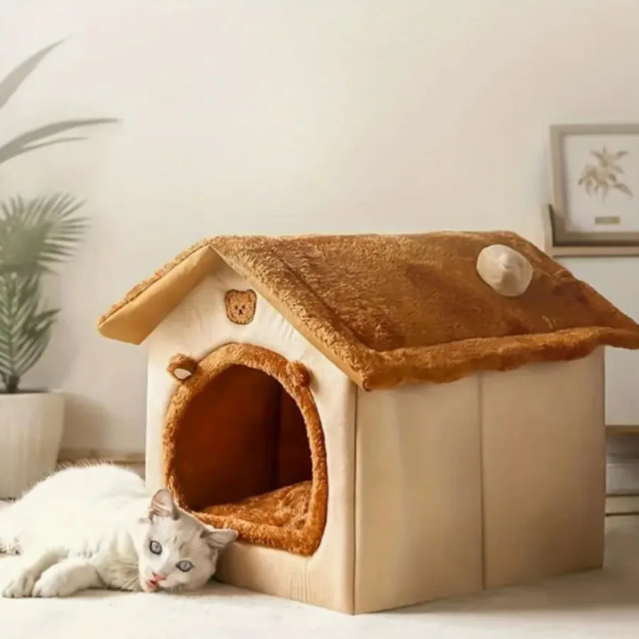 Enclosed Cat Nest Bed All-Season Safe Hideaway