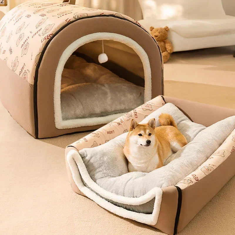 Plush Enclosed Pet Nest Bed Warm & Supportive Comfort