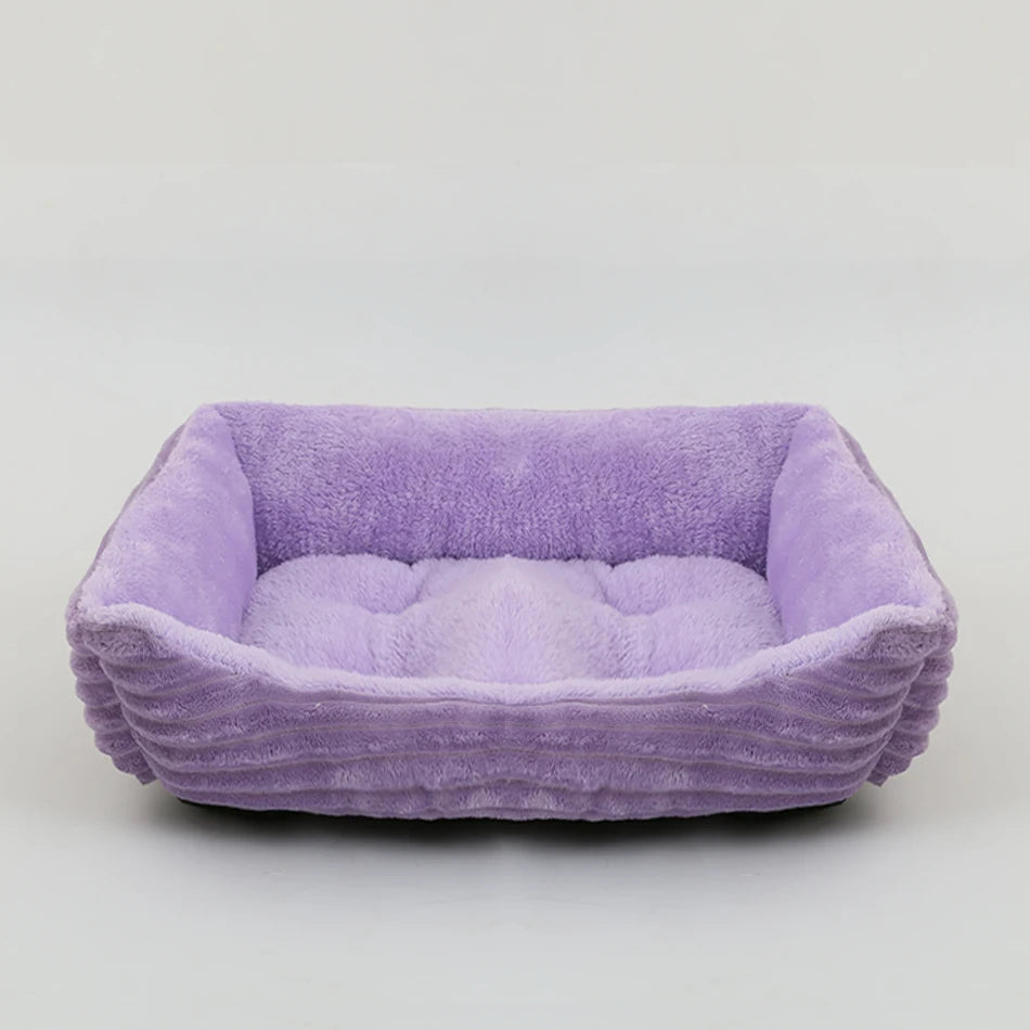 Square Plush Pet Sofa Bed  Calm & Cosy Comfort