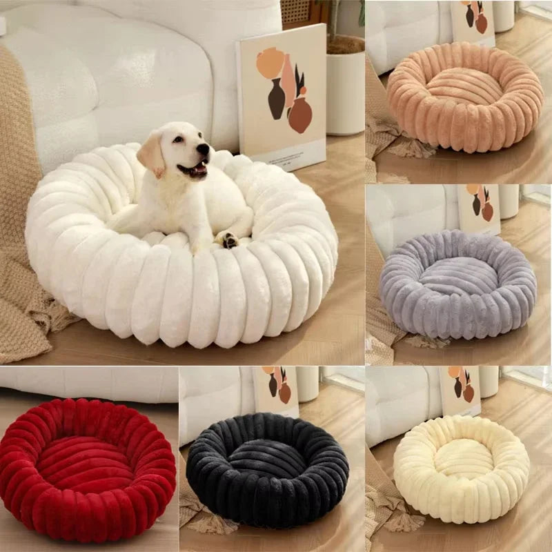 Plush Calming Round Pet Bed  Warm Winter Comfort
