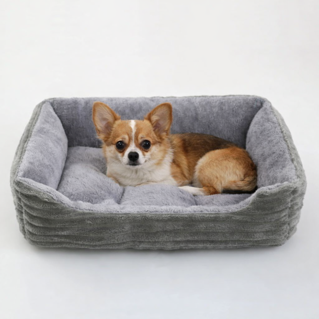 Square Plush Pet Sofa Bed  Calm & Cosy Comfort