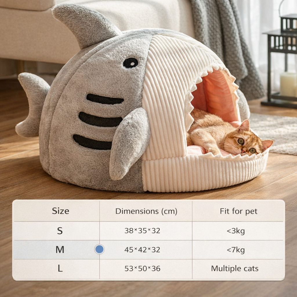 Cosy Enclosed Plush Pet Bed for Cats & Dogs - Warm Secure Portable Hideaway
