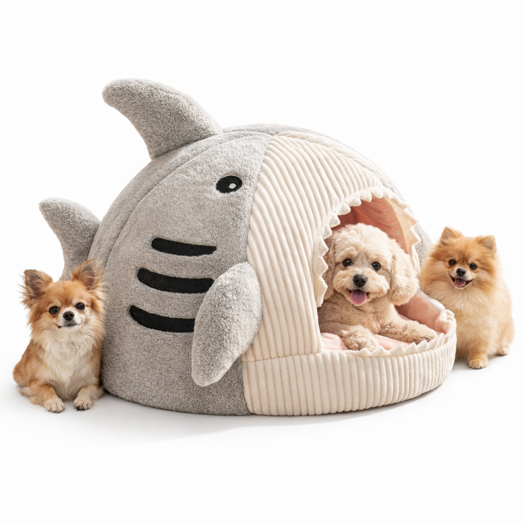 Cosy Enclosed Plush Pet Bed for Cats & Dogs - Warm Secure Portable Hideaway