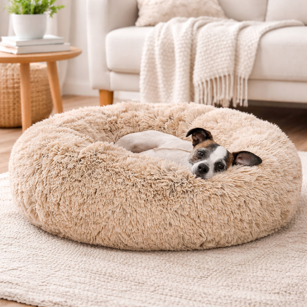 Plush Calming Round Dog & Cat Pet Bed