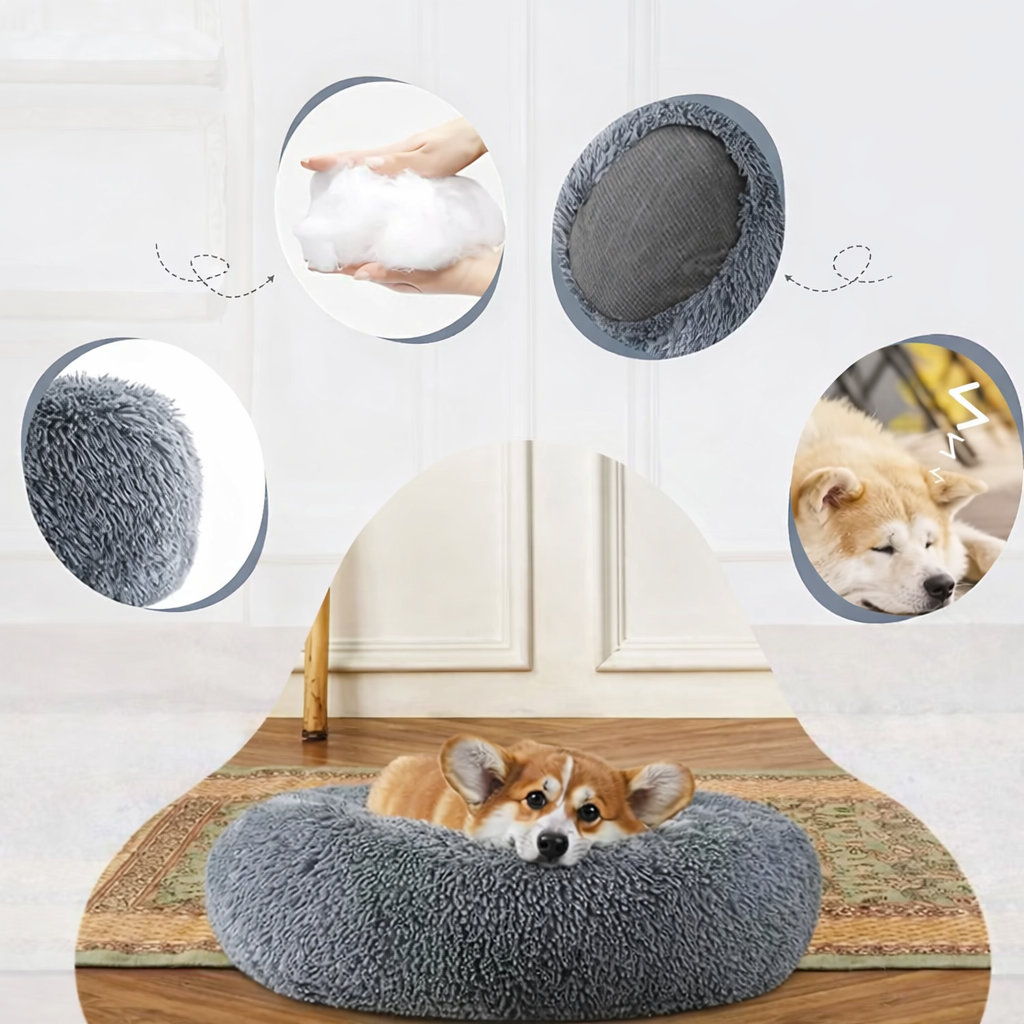 Plush Calming Round Dog & Cat Pet Bed
