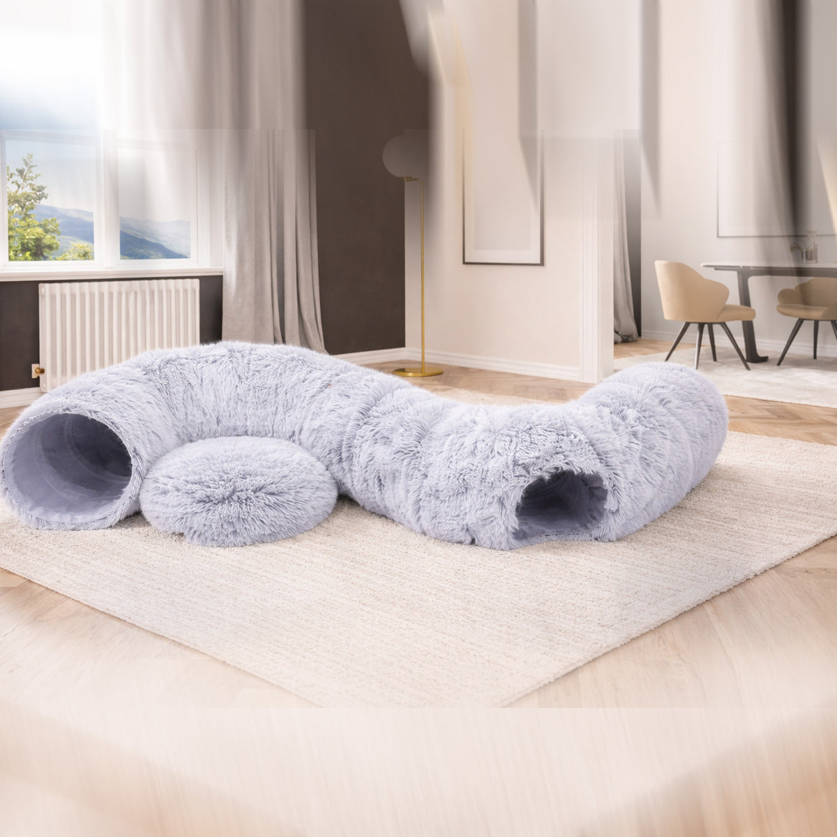 Plush Cat Tunnel Bed  Cosy 2-in-1 Hideaway